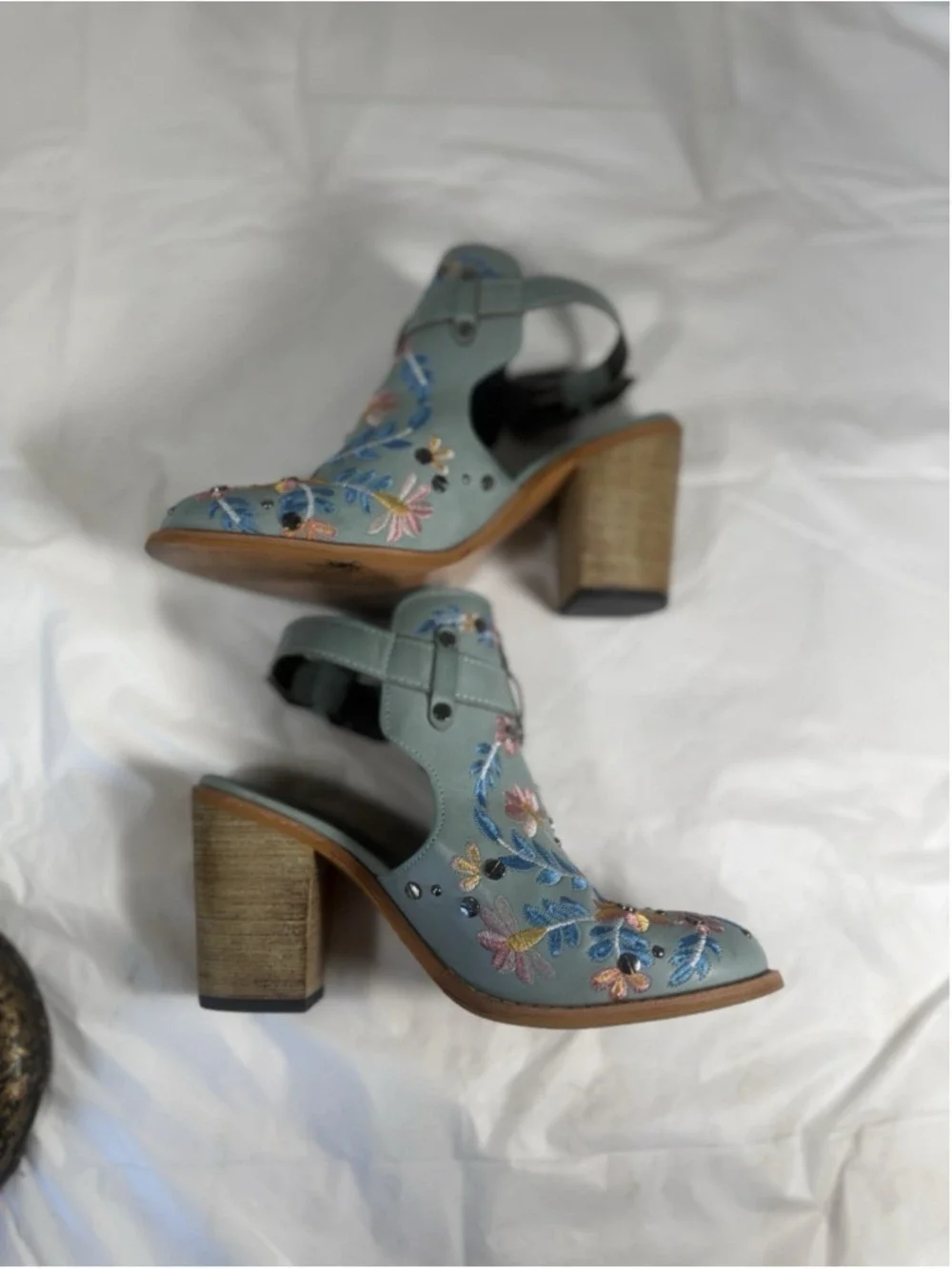 Kiss me at Midnight Blue Floral Western Booties Size 6